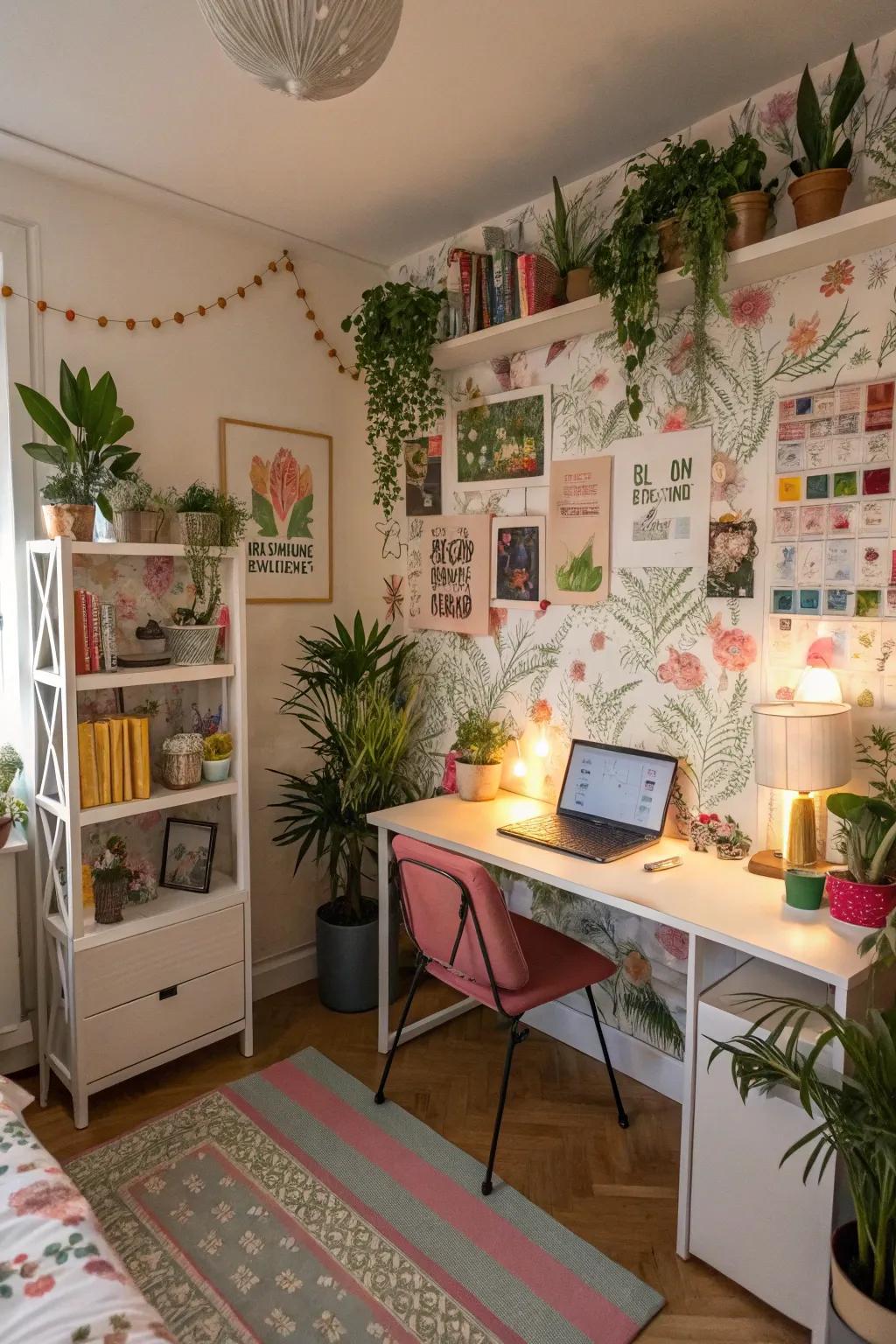 A nature-themed decor lends a calming and fresh environment.