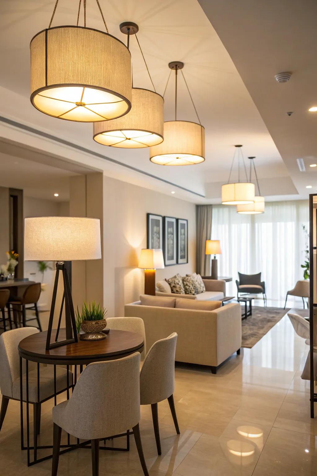 Layered illumination enhances the ambiance of your home.