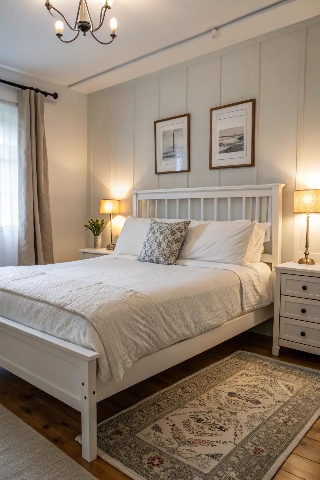 A bed frame featuring sharp edges offers a sleek and modern appeal