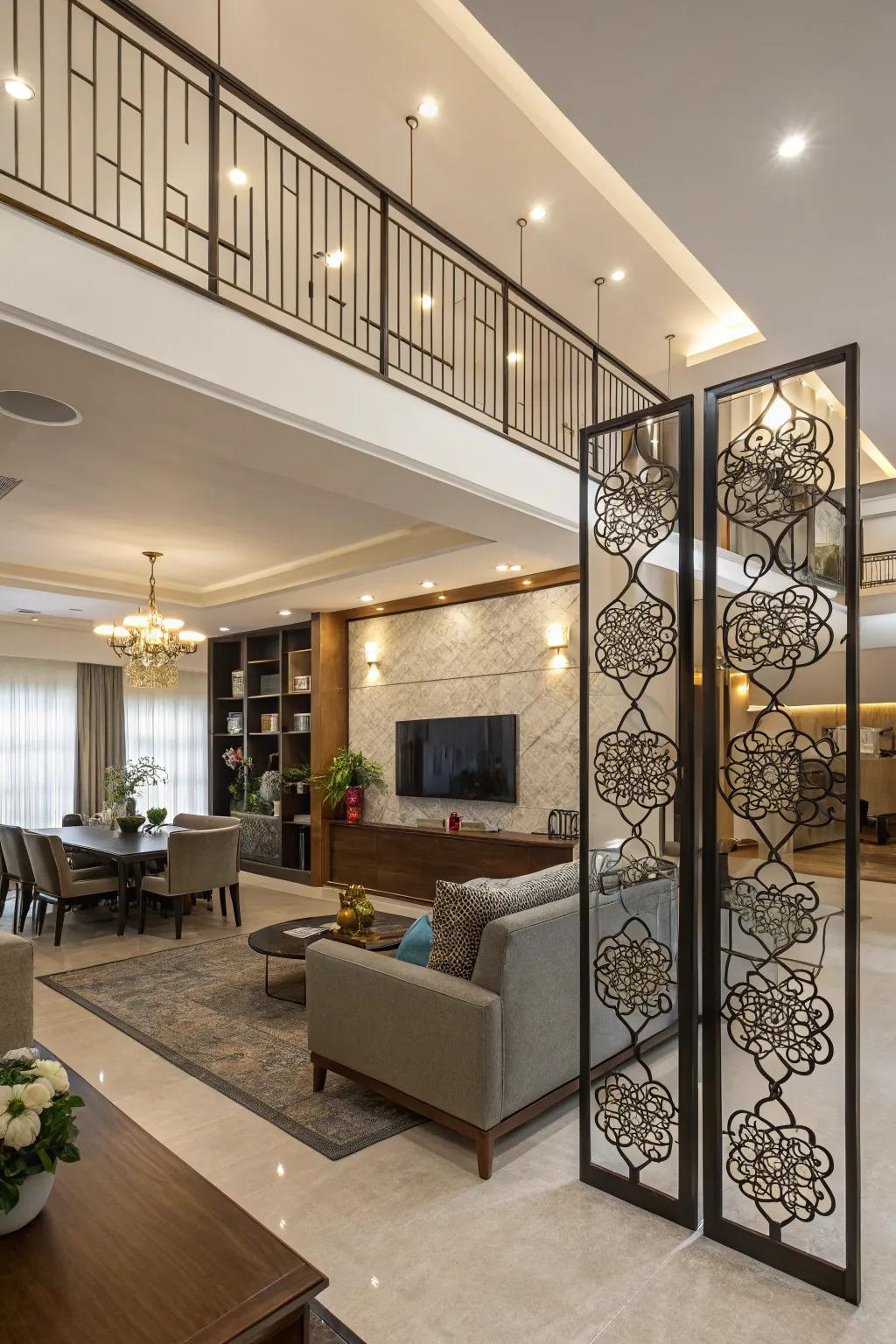 Area separators define spaces without sealing them off.