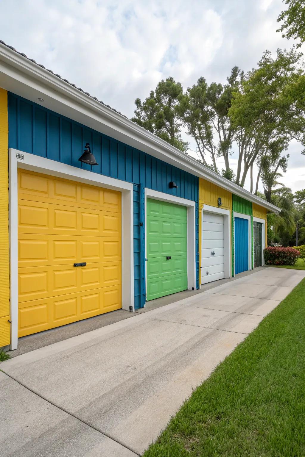 Make a statement by using bright garage outer colors.
