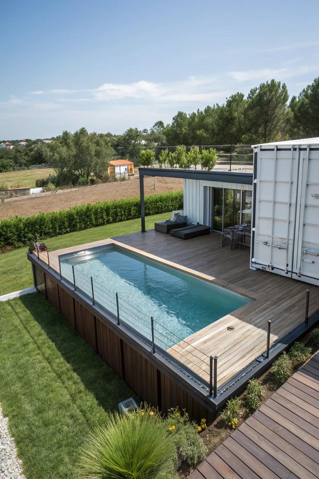 Think beyond conventional options through a shipping container deck.