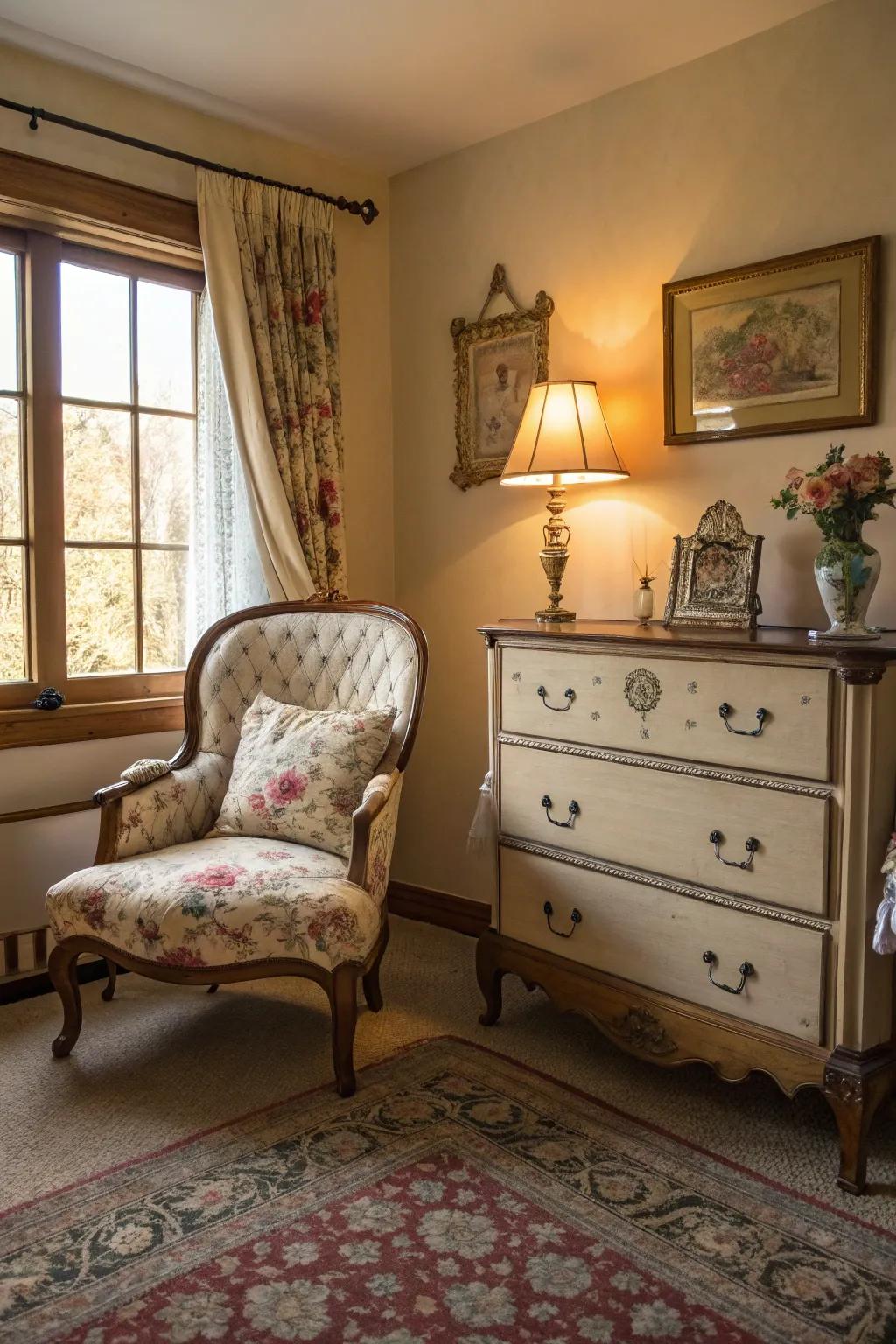 Time-honored furnishings contribute persona and antiquity.