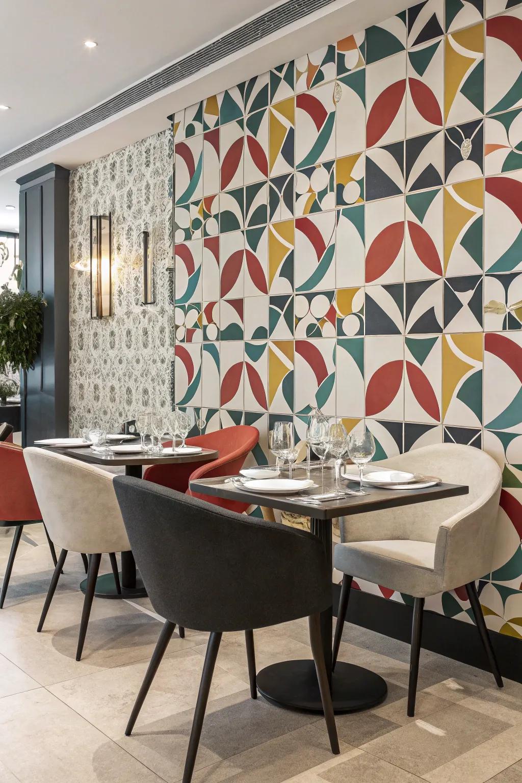 Add a modern touch with shapely wall covering designs.