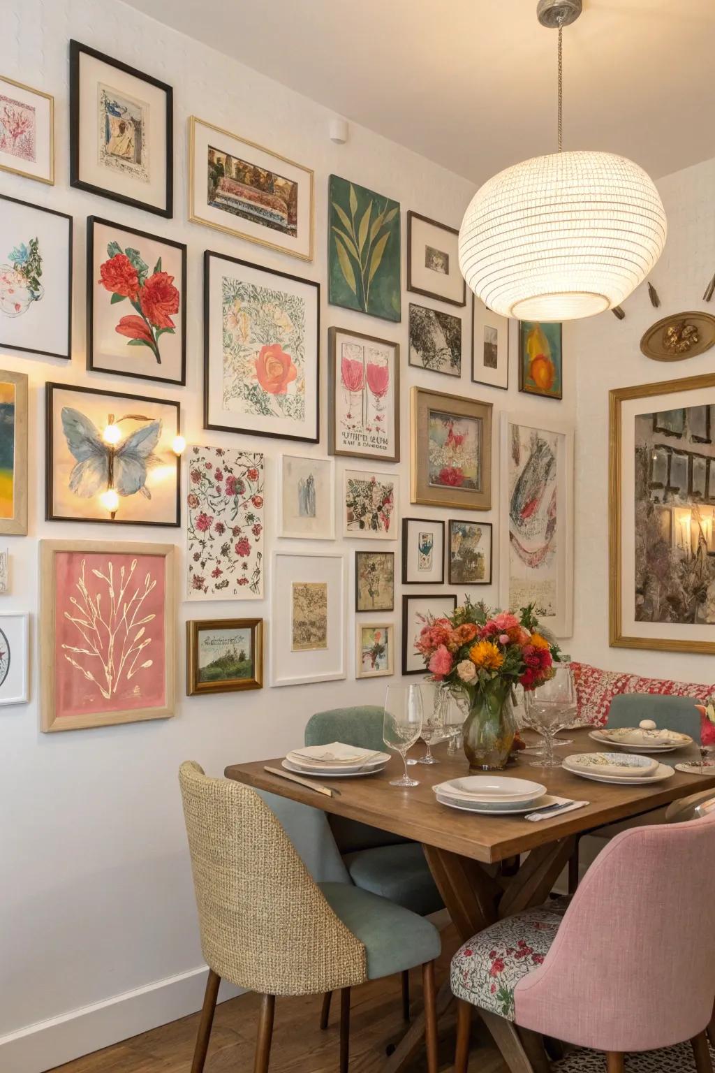 Art walls add depth and personality.