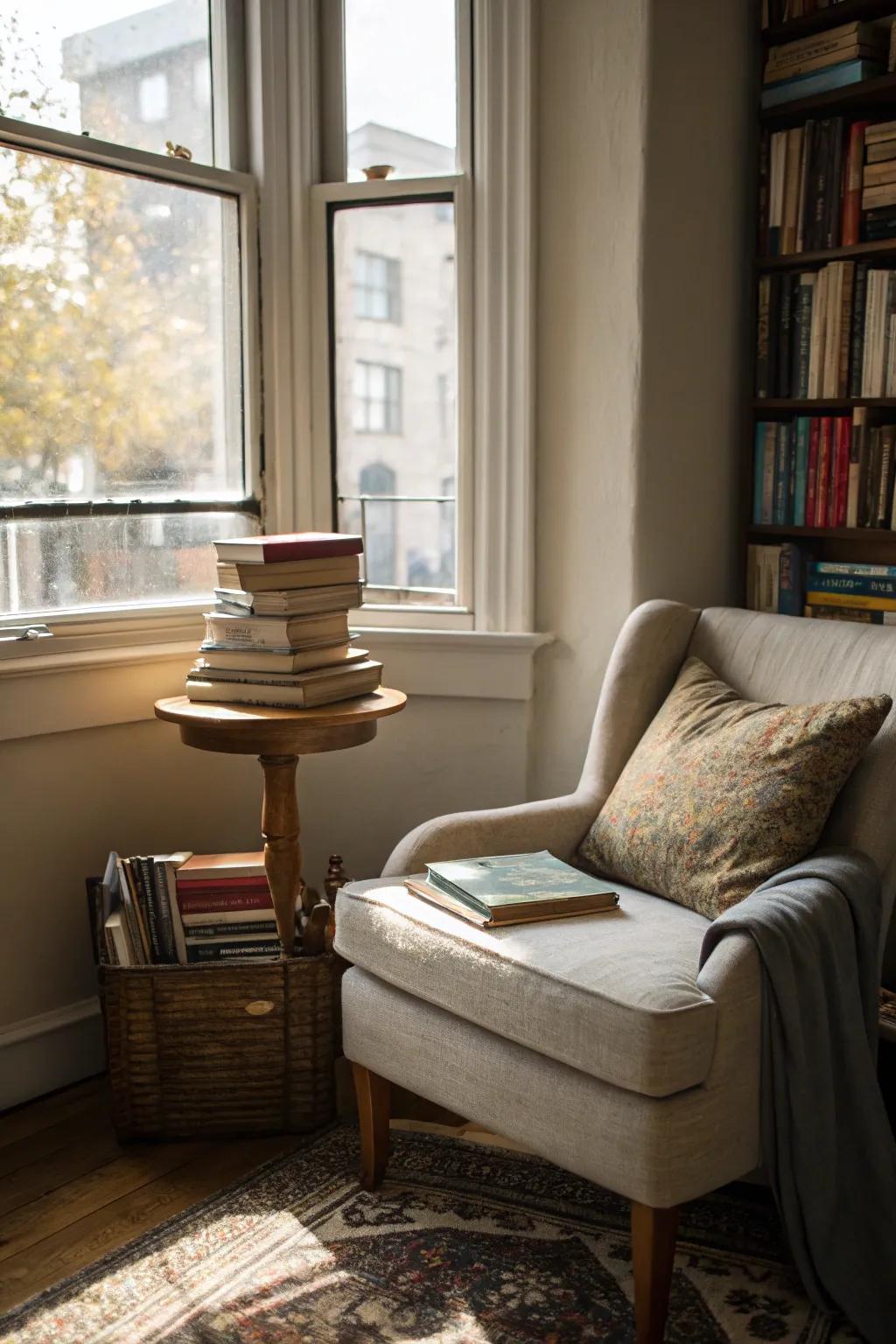 A reading nook offers a cozy retreat within your home.