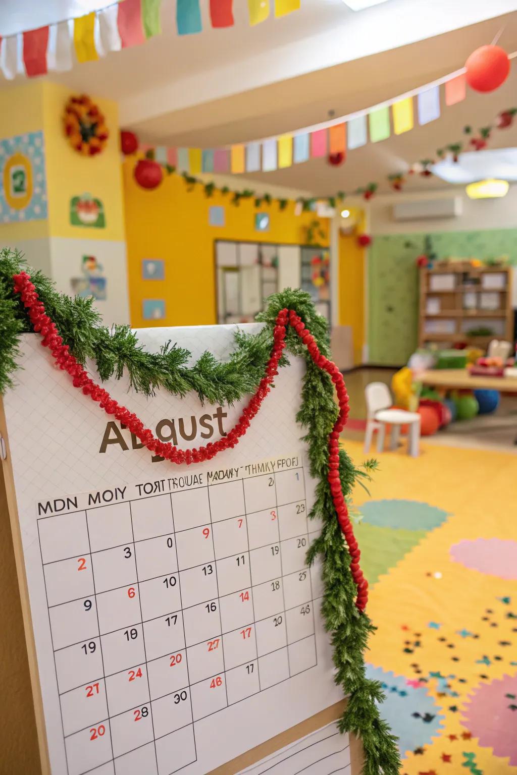 Celebrate each day with streamer touches on your calendar.