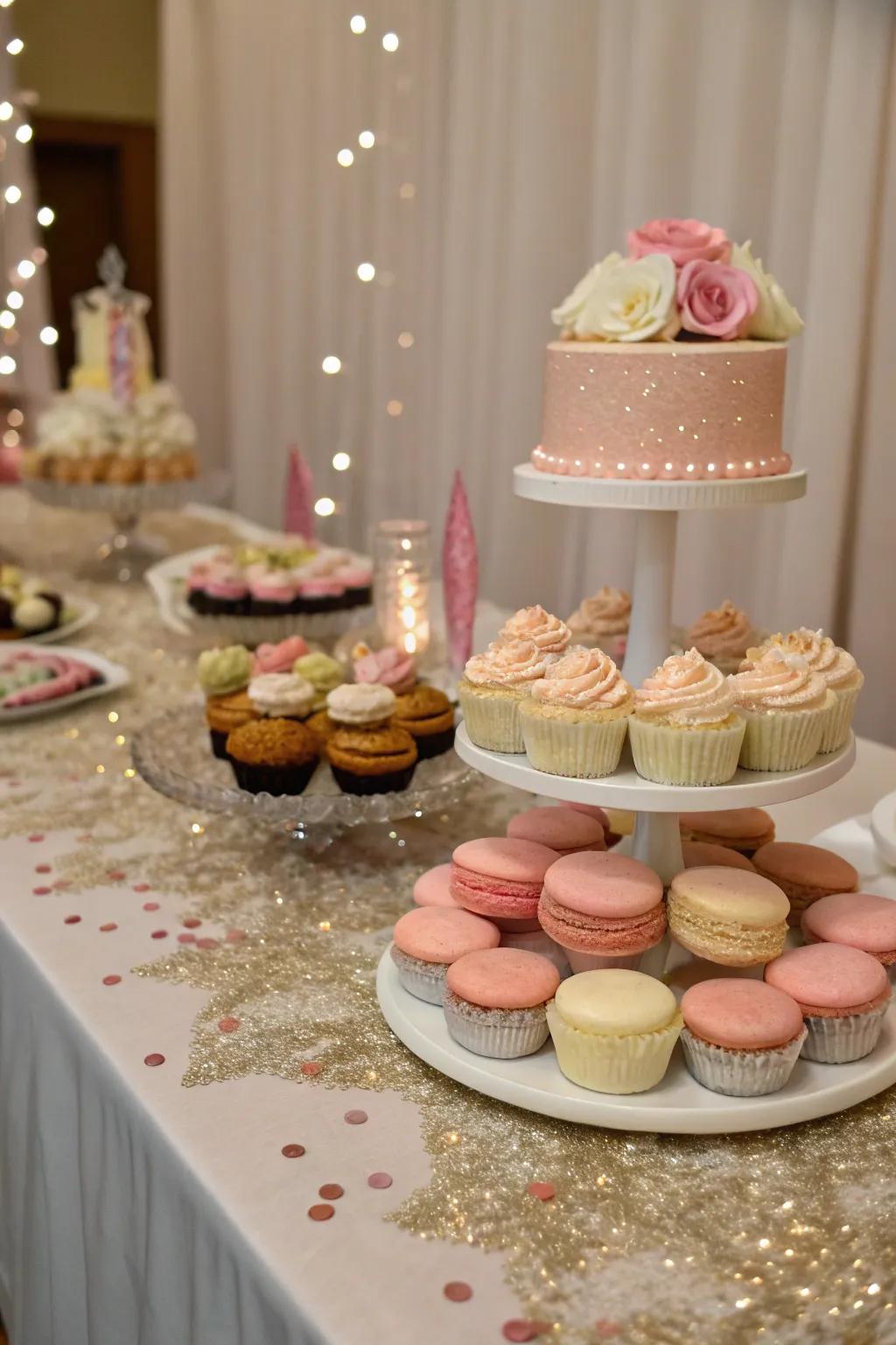 Edible table pieces bring a sweet touch to the decorations.