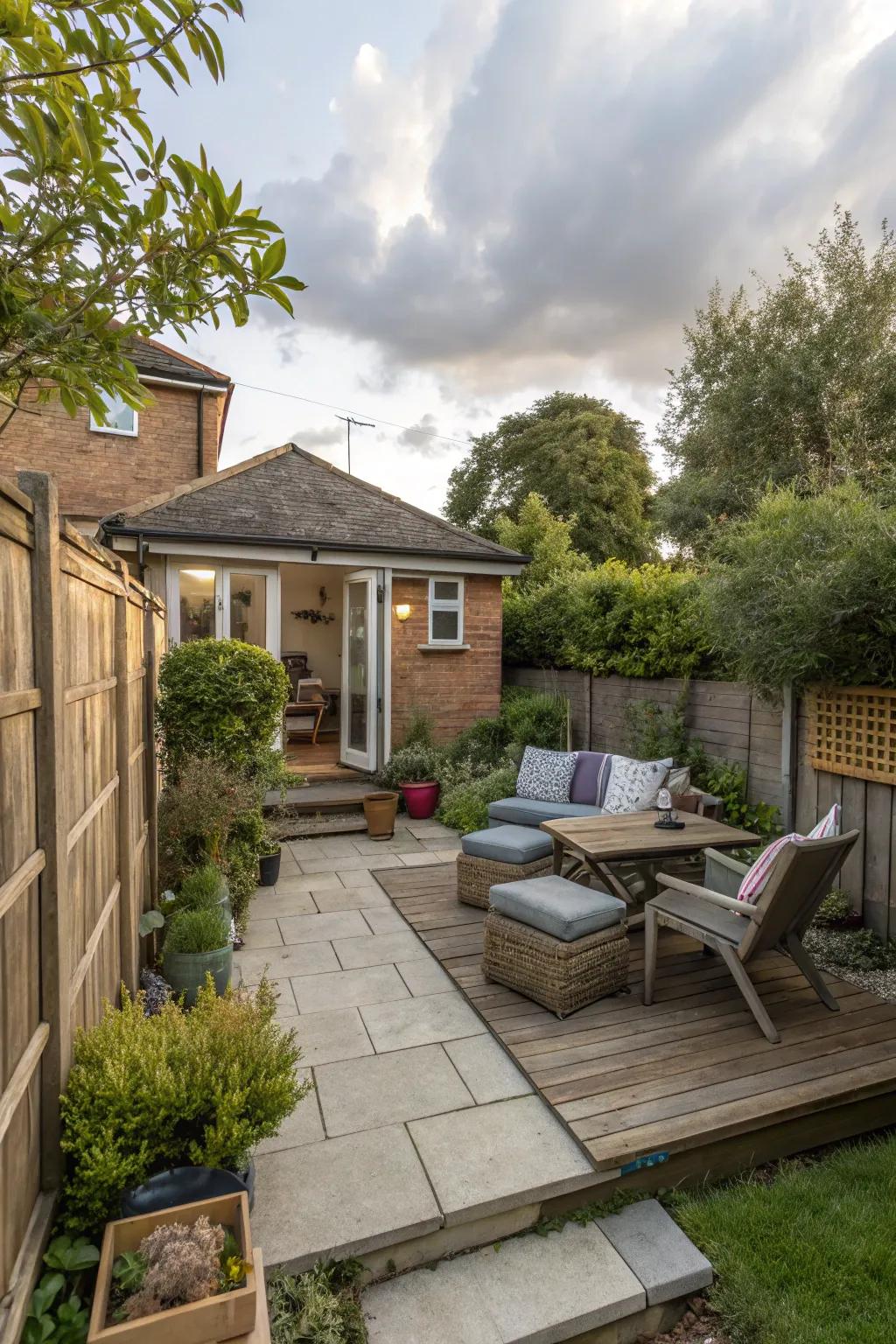 An broad platform becomes a perfect spot for relaxation.