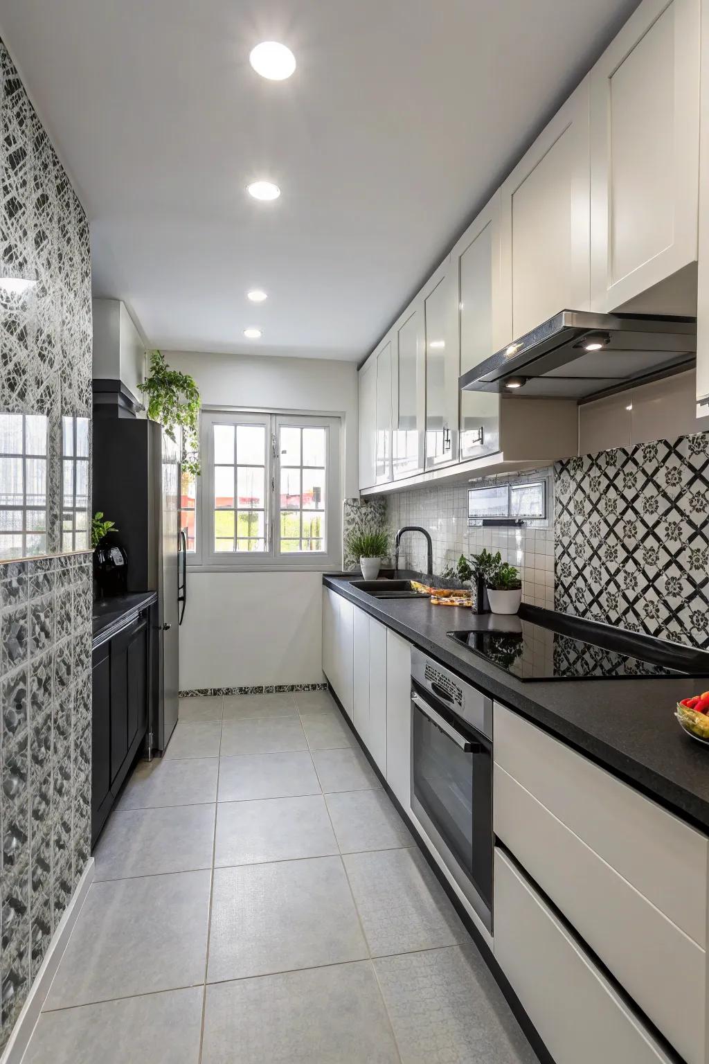 Monochrome backsplashes produce smooth and modern culinary space patterns.