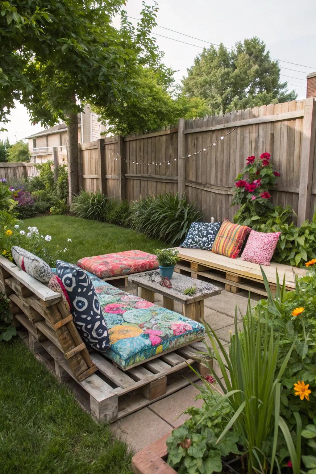 Handmade pallet furniture offers a personalized touch.