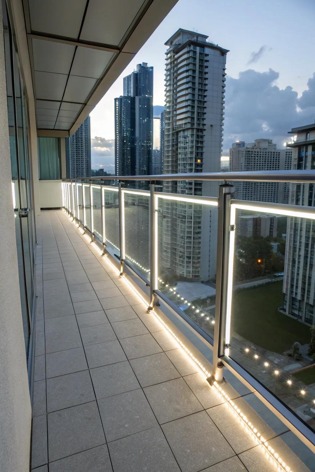 Under-rail LED strips offer a modern and sleek lighting solution.
