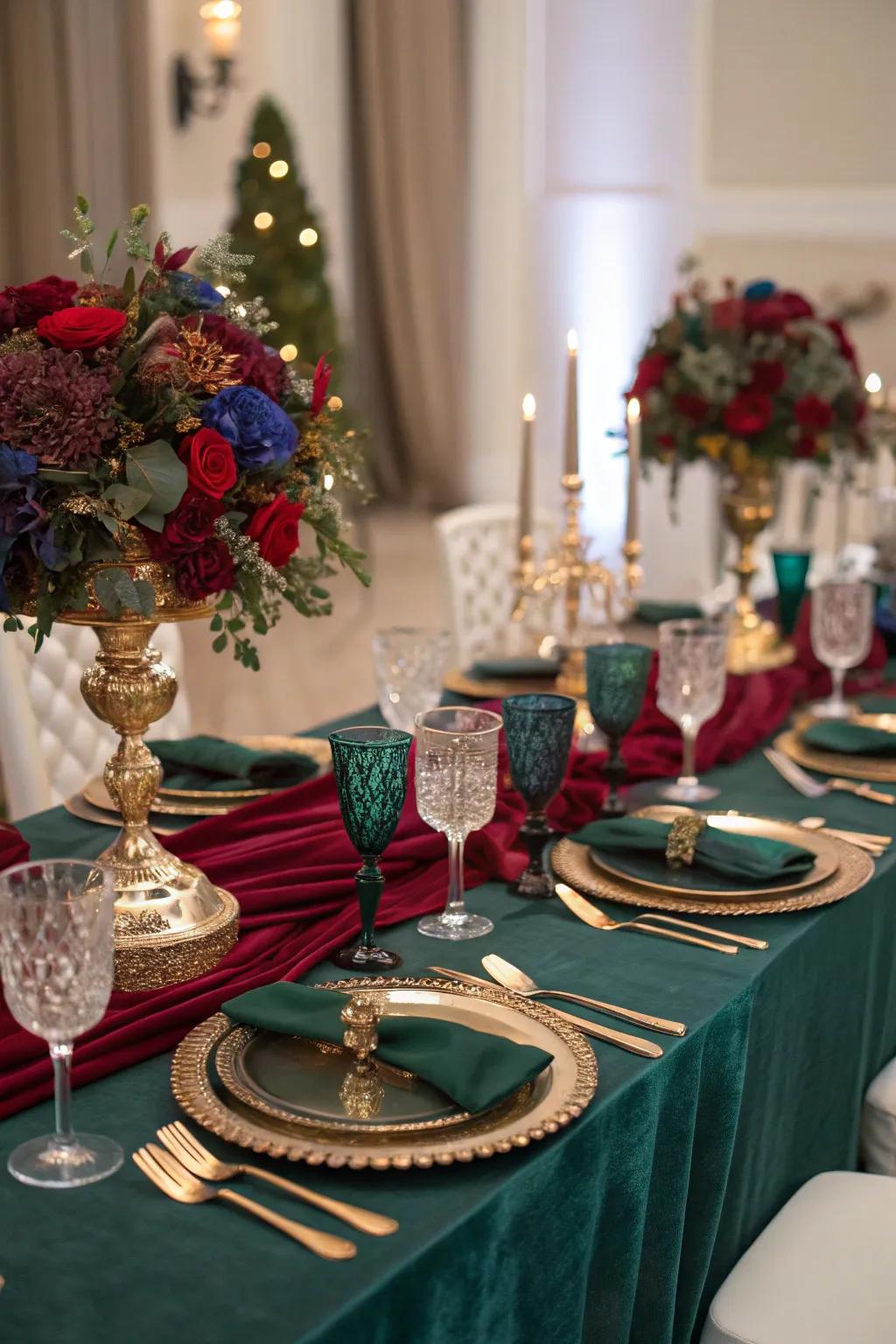 Sparkling metallics bringing a sense of luxury to the banquet setting.