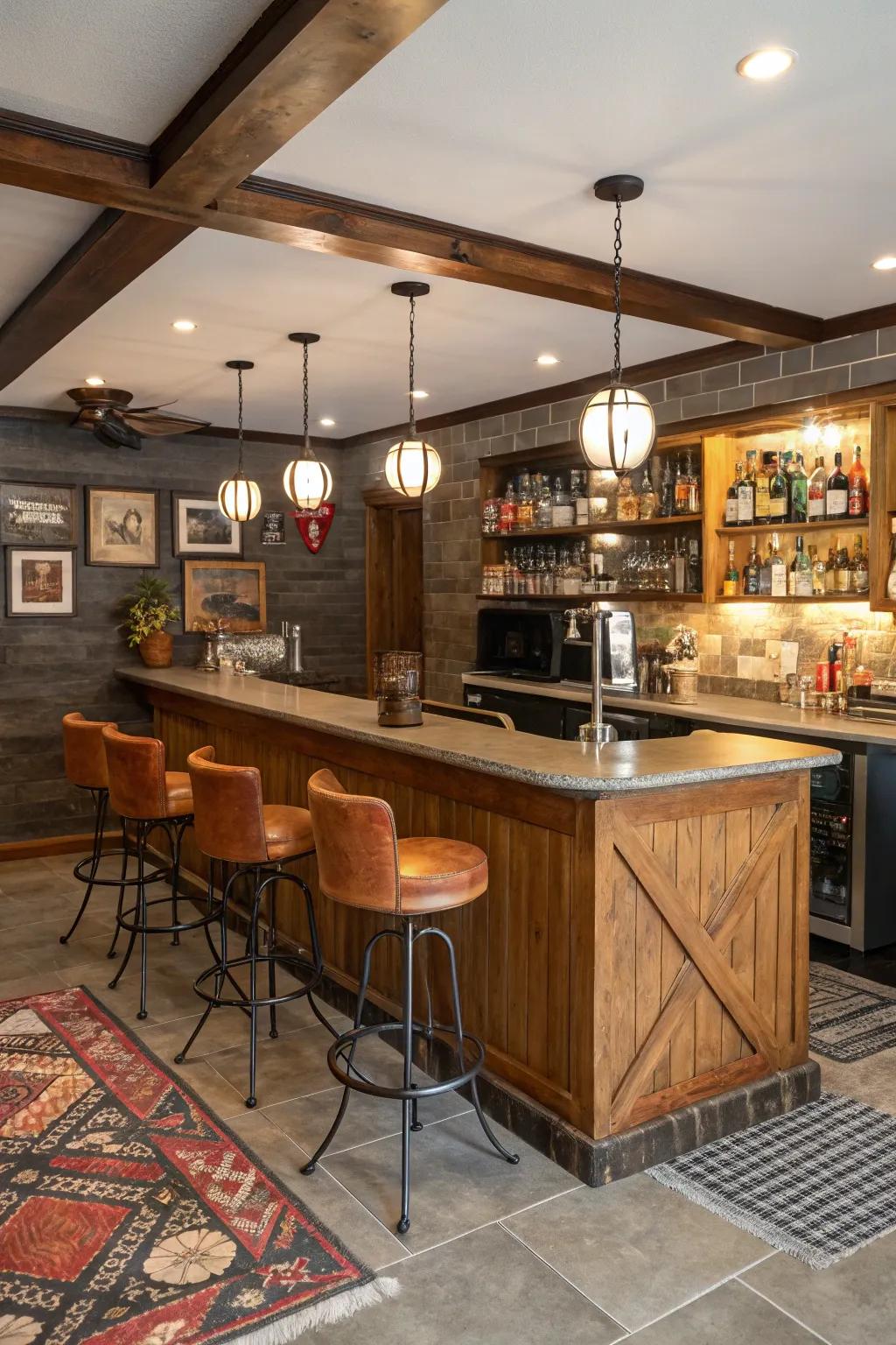 Eclectic mix of styles for a bold bar front.