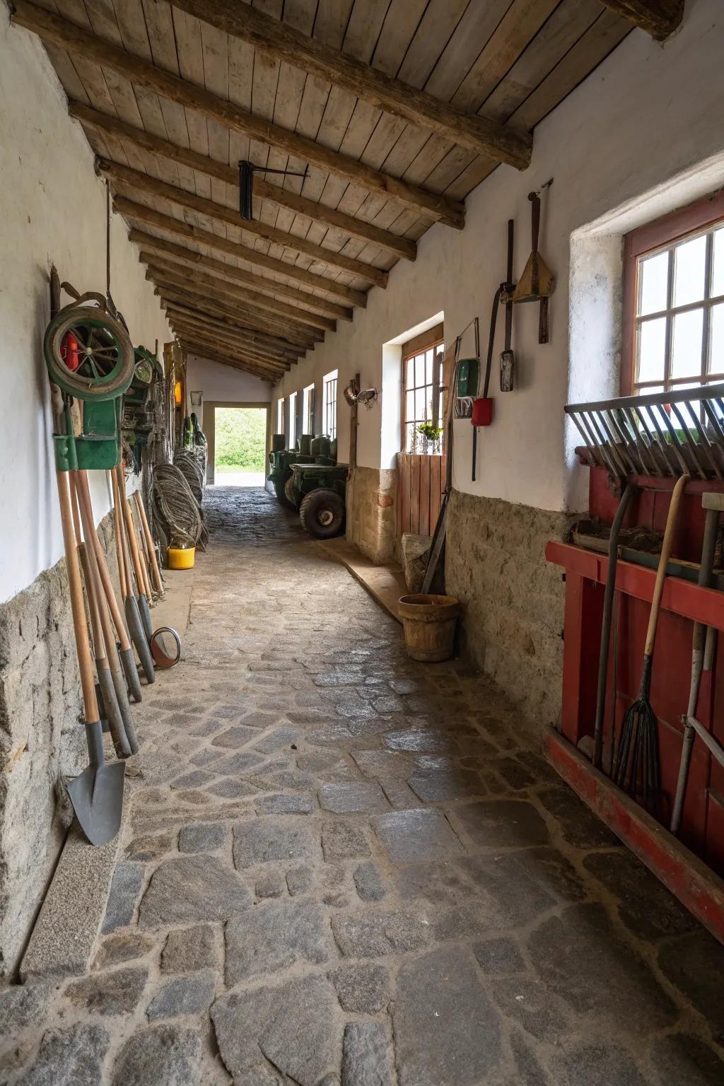 Rock fragment provides a low-maintenance flooring choice.