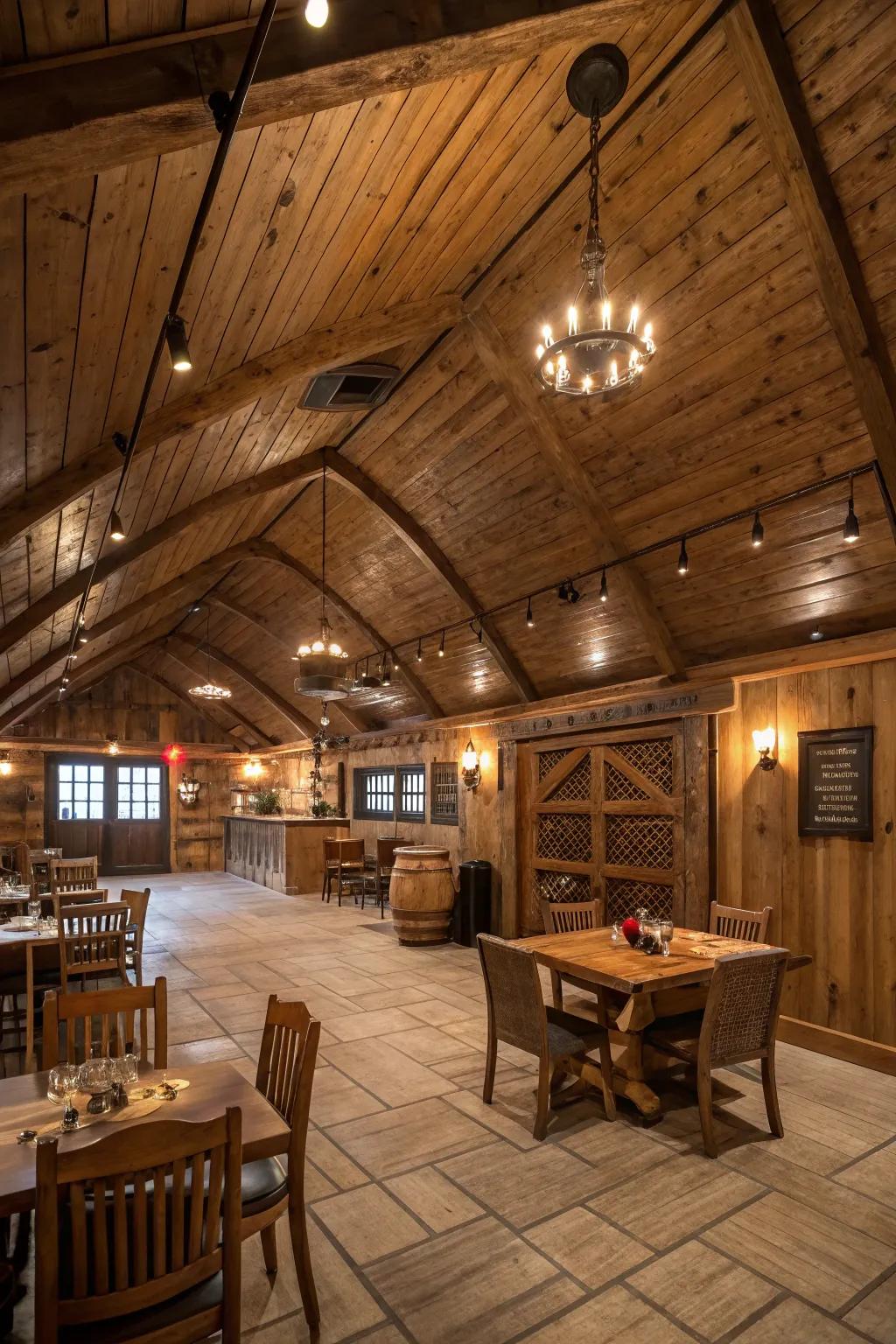 Elevate your area with a barn timber overhead.