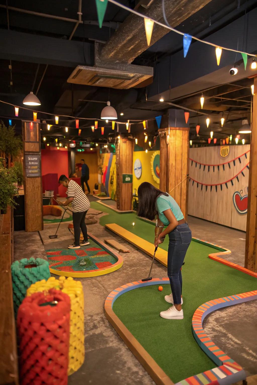 Enjoy golf at home with a custom indoor course.