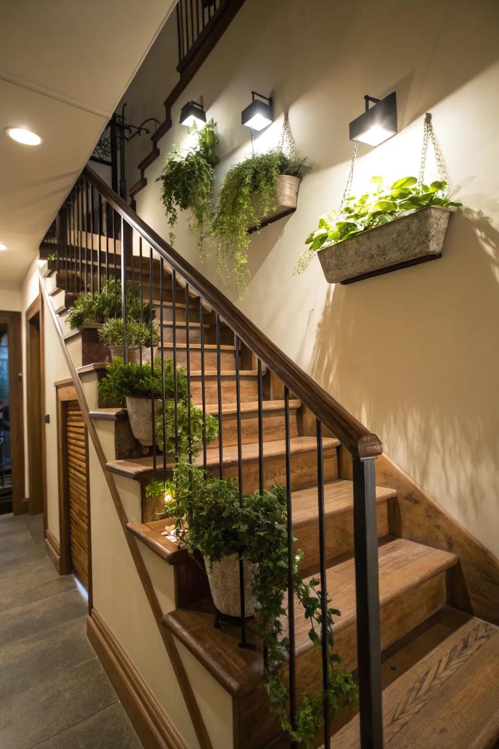 Greenery on railings brings vibrancy to your space.