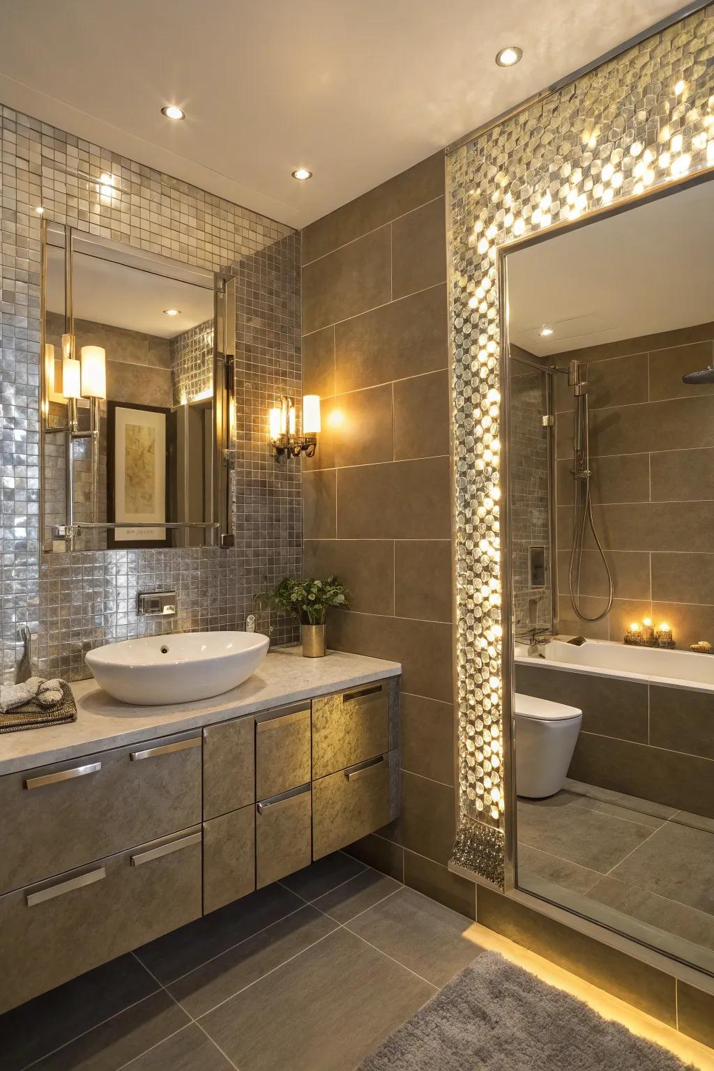Add a hint of sparkle using shimmering shiny panels.