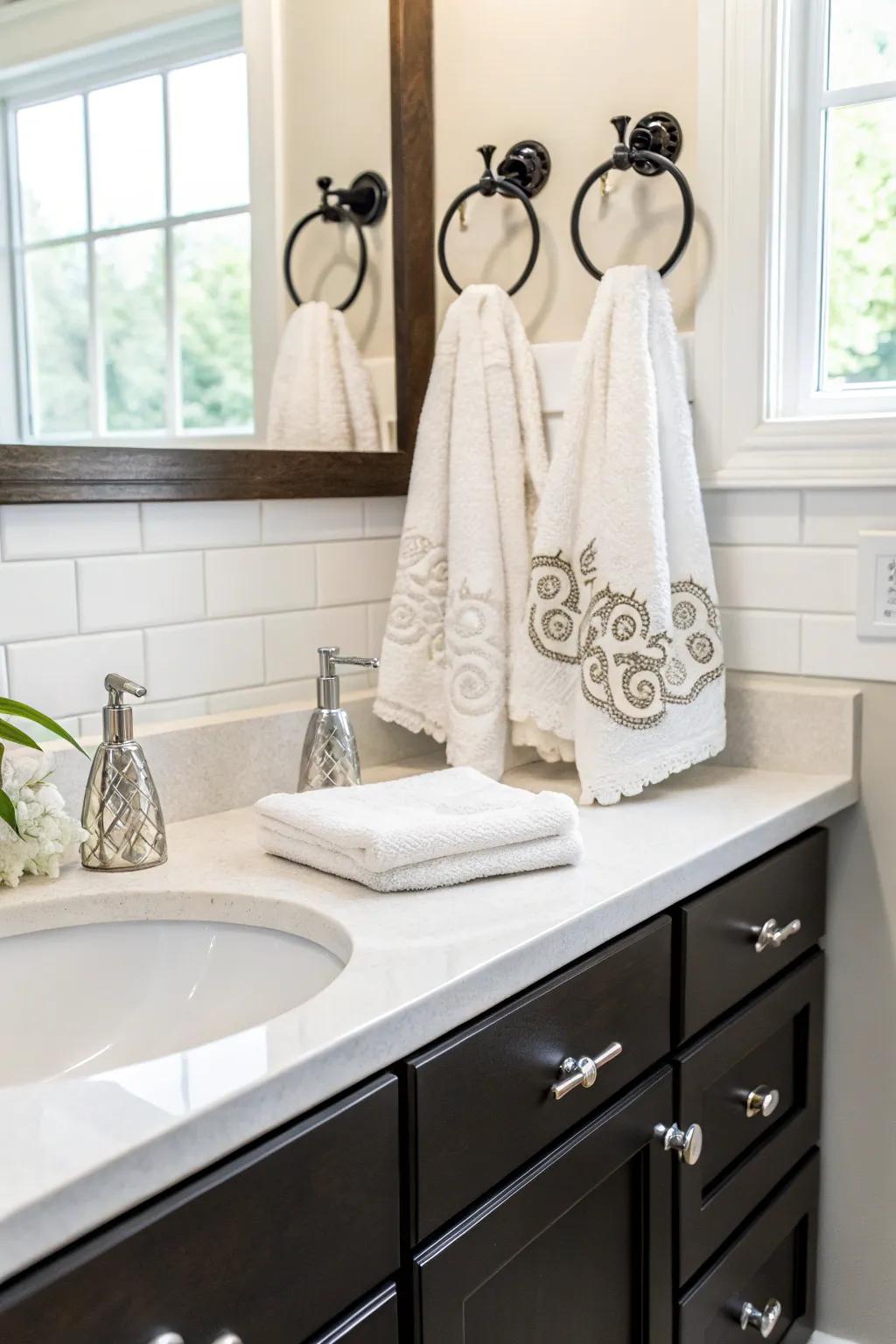 Decorative hooks blend functionality with visual appeal.