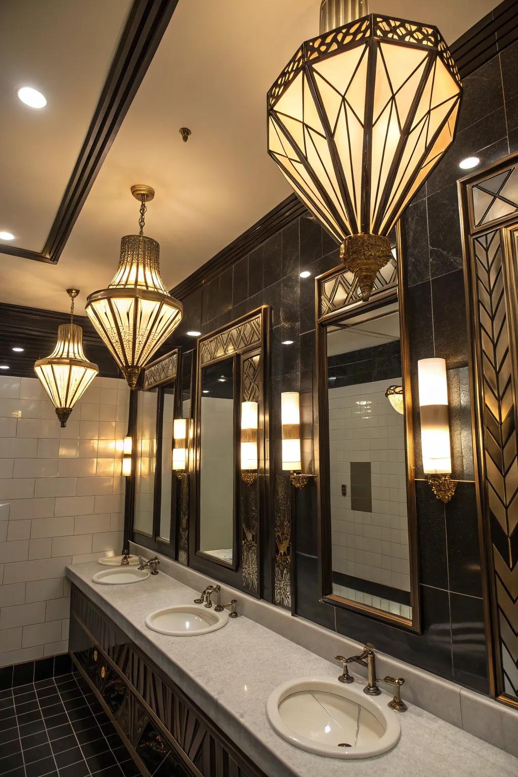 Art Deco lighting adds a touch of glamorous luxury to your bathroom.