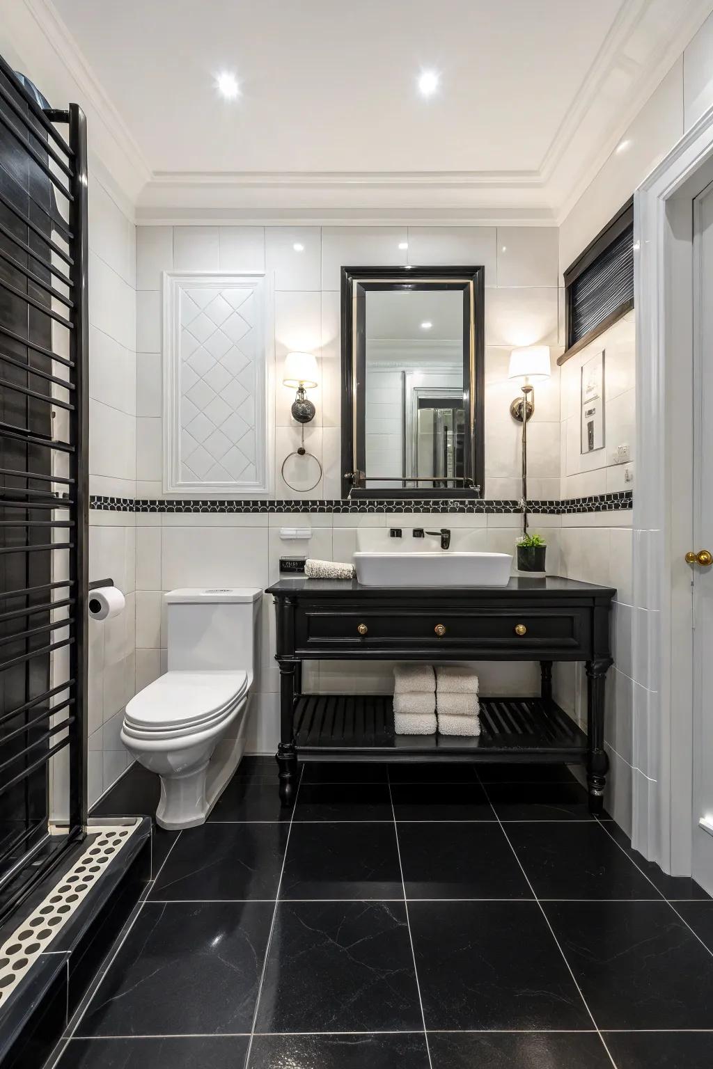 A monochromatic theme exudes sleekness and sophistication.