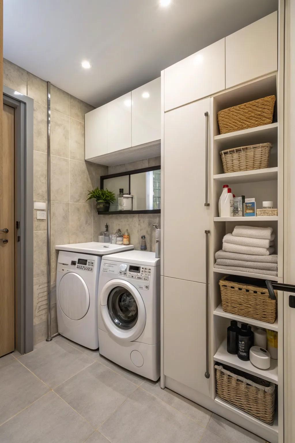 A condensed blueprint that integrates washing appliances smartly.