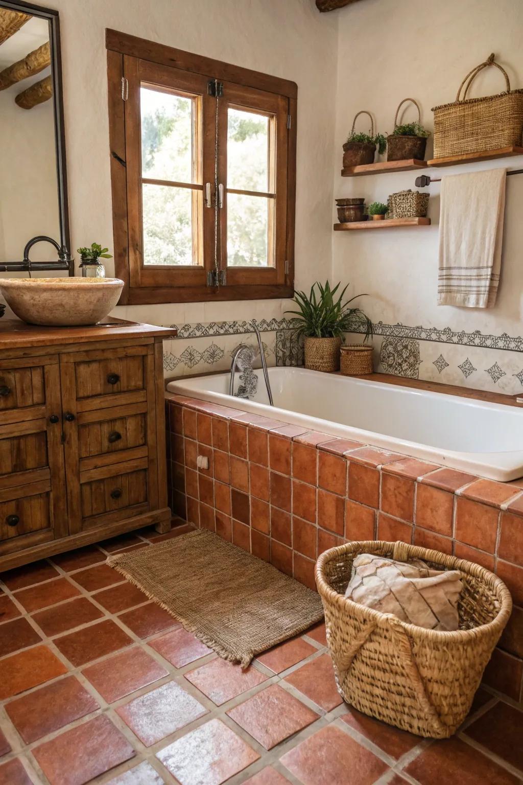 Welcoming and comfortable using rustic clay tiling