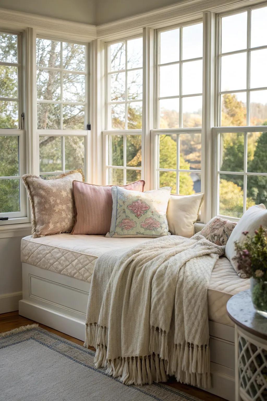 Relax in style with a daybed perfectly placed by the window.