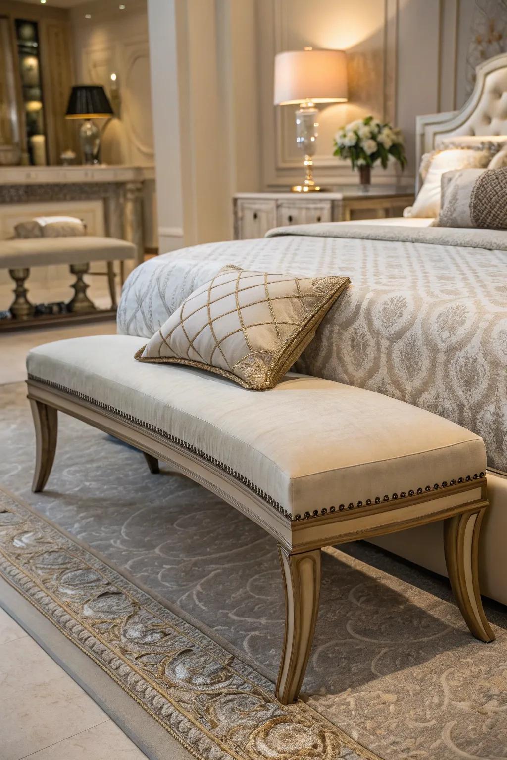 Curved seats offering a soft, elegant touch to your bedroom.