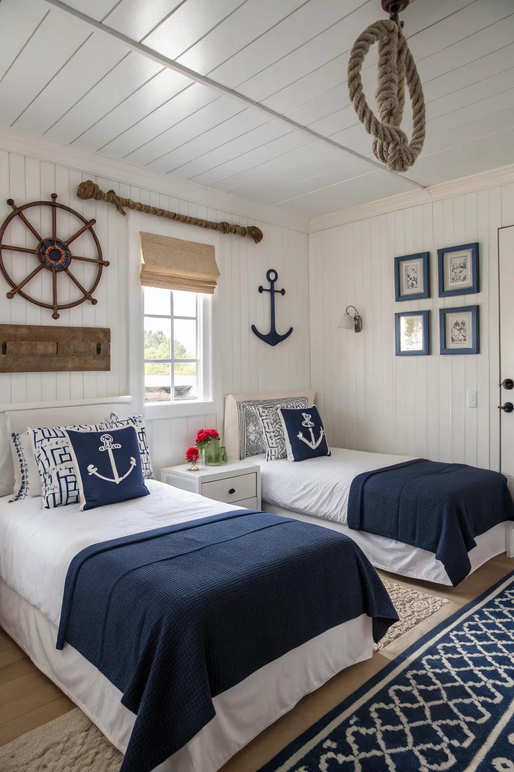 Accept a timeless aesthetic through navy and white.