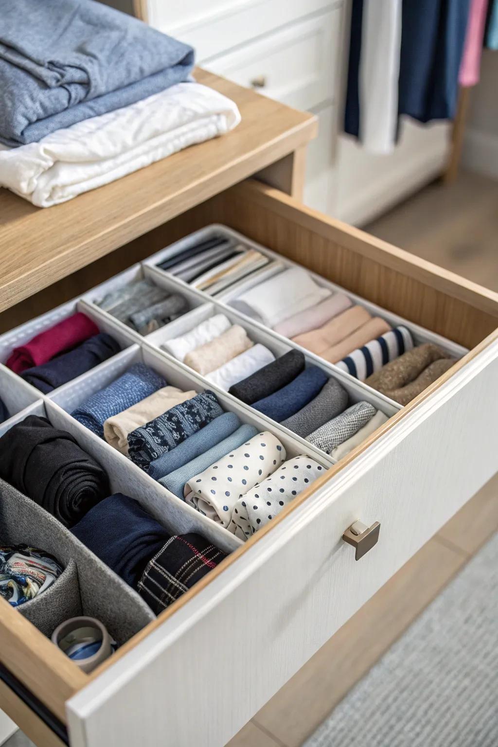 Keep your drawers in good order with smart dividers for your clothes.