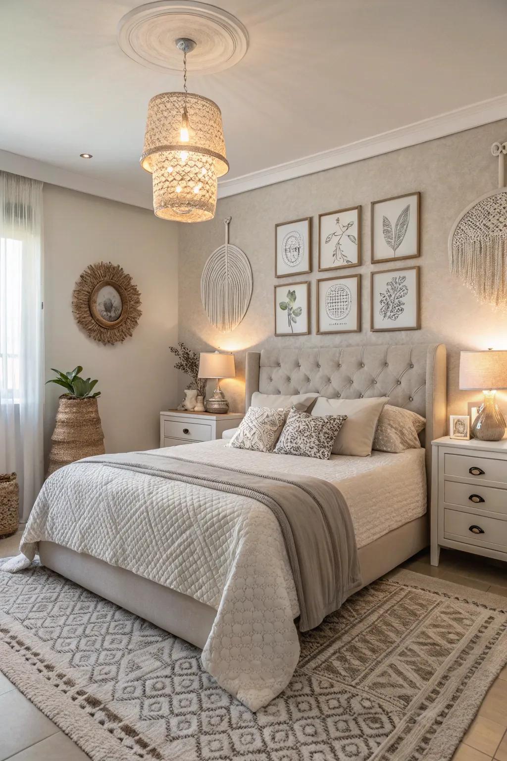 A monochromatic scheme introduces a sense of congruity to the chamber.