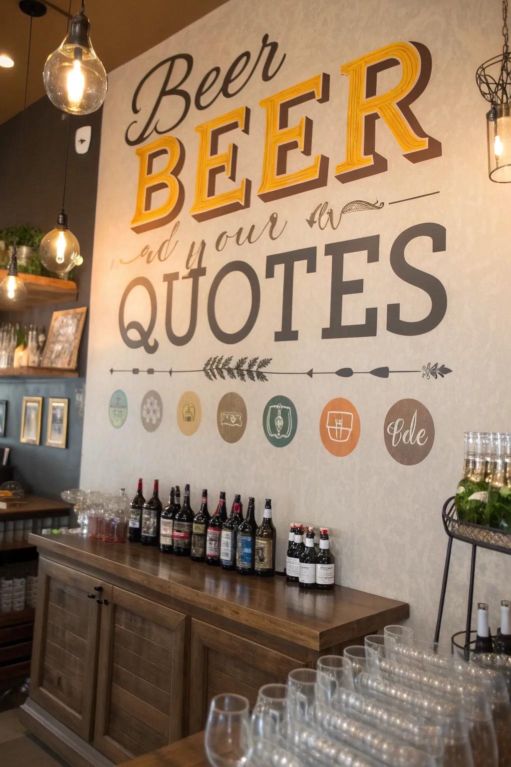 A brew quote wall provides endless inspiration.