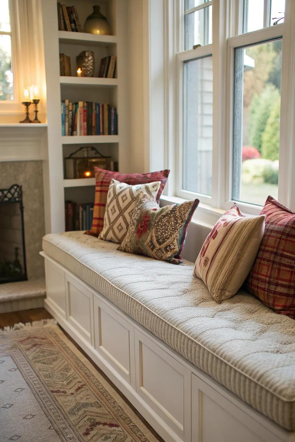 Scatter cushions add charm and comfort to any bench arrangement.