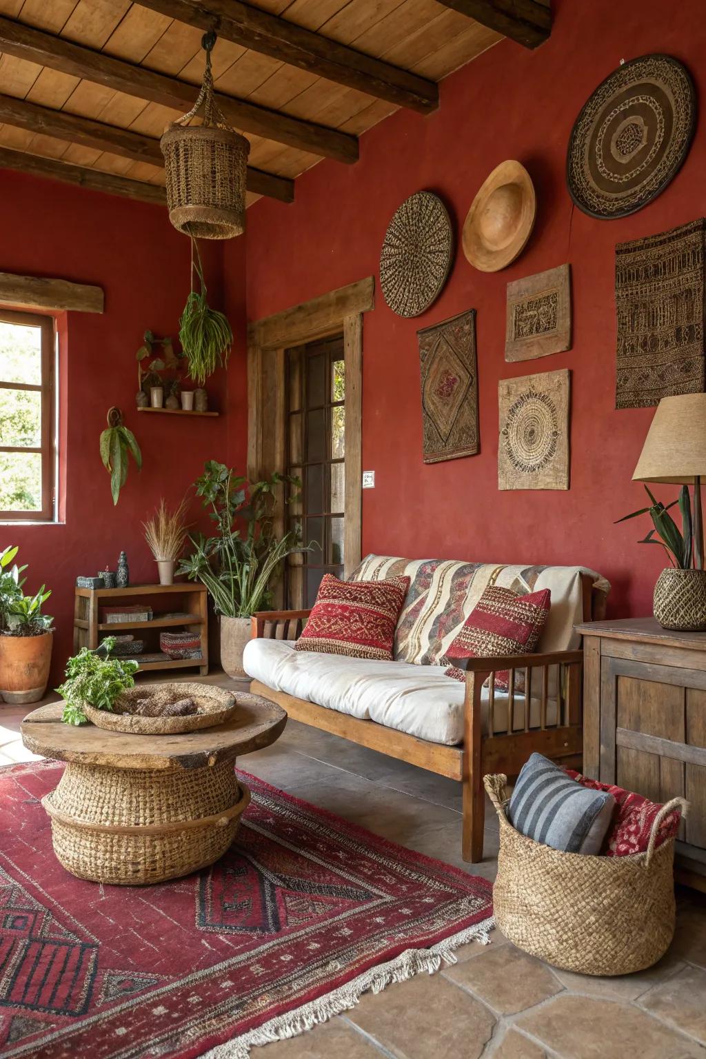 Fill warmth with rustic red tones