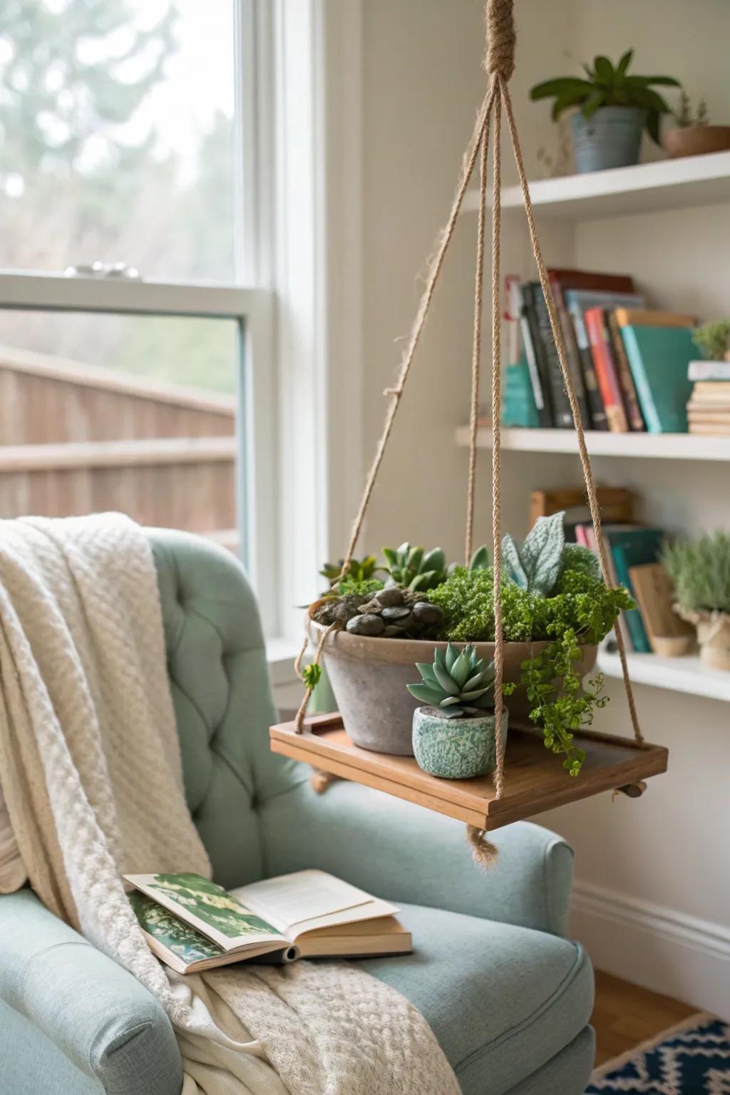 Add character with a DIY succulent shelf.