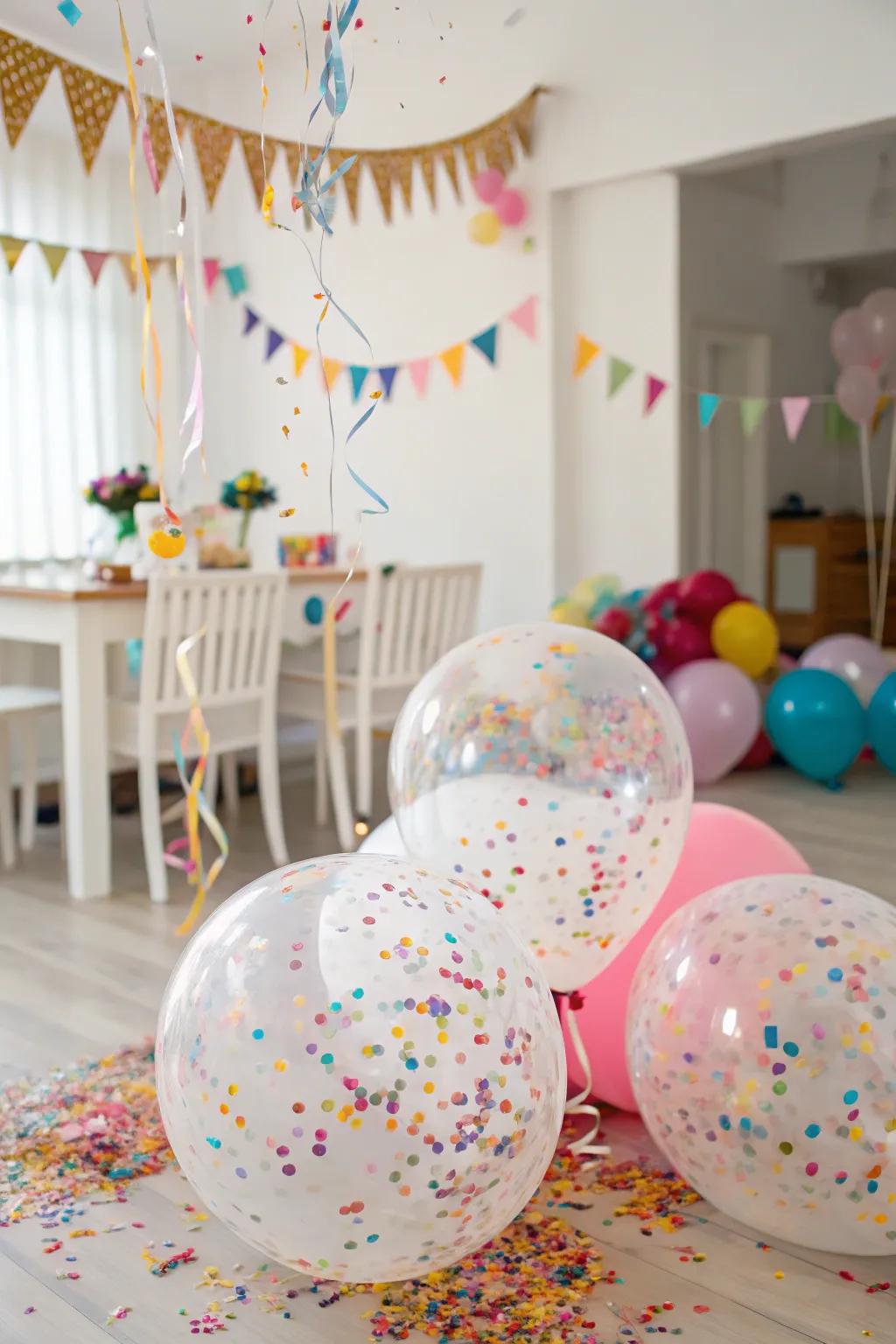 Confetti balloons adding a fun and colorful surprise to the celebration.