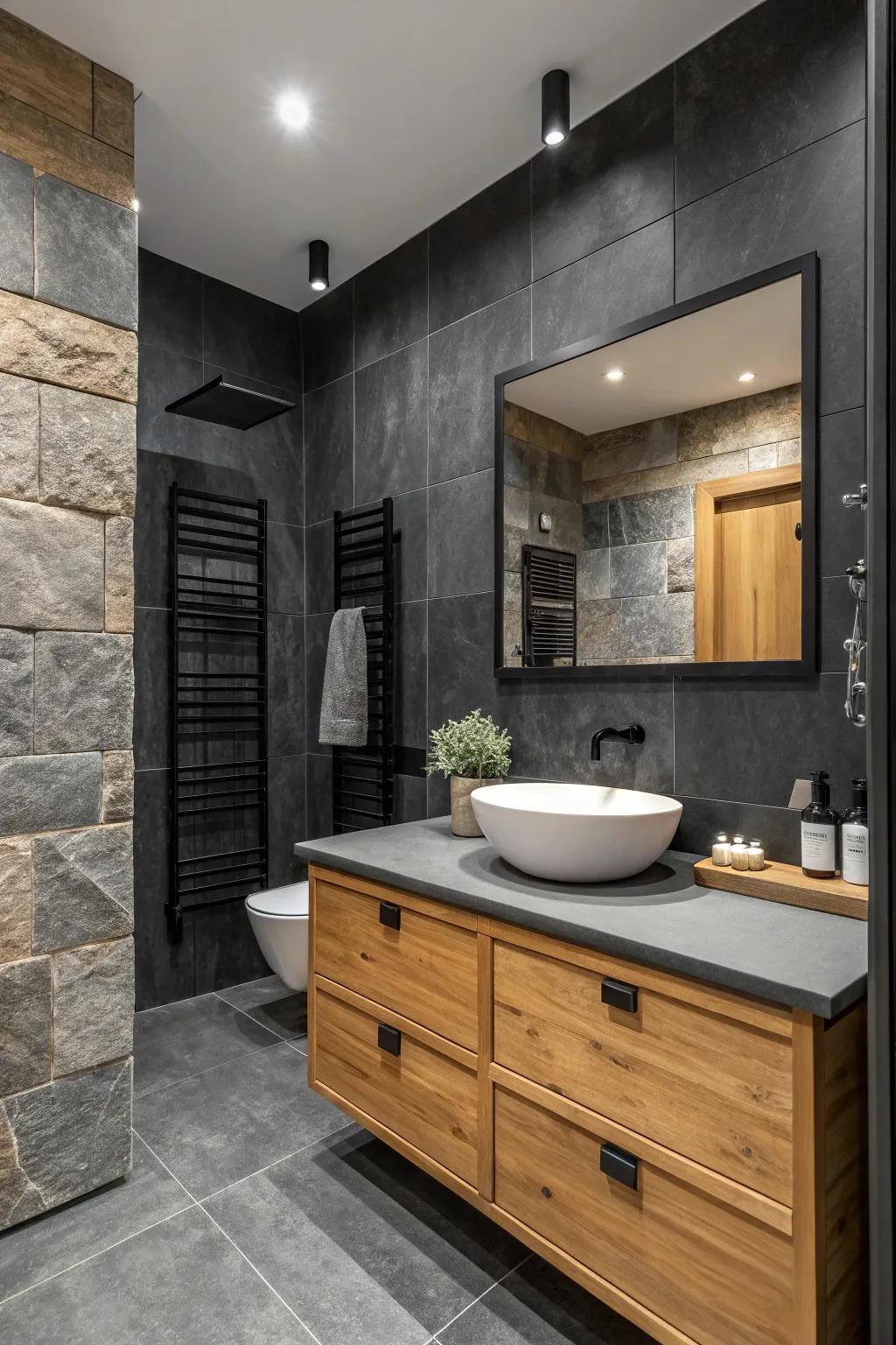 A bathroom incorporating organic components for a warm and welcoming ambiance.