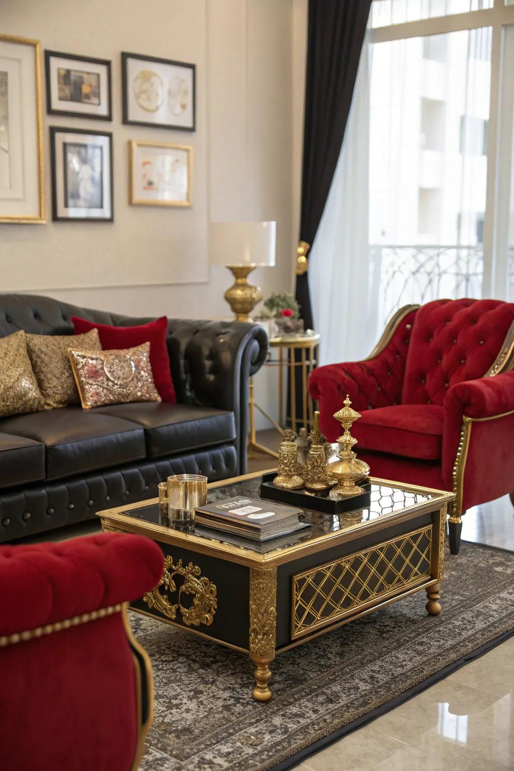 Metallic touches add a touch of glamour.