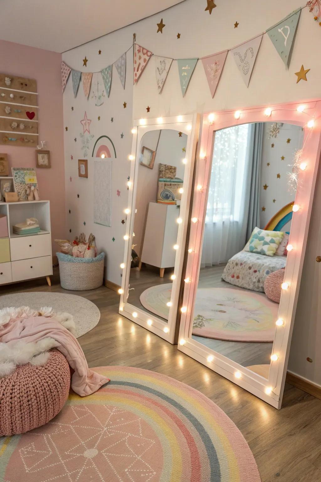 Mirrors enhance light and create the illusion of a larger room.