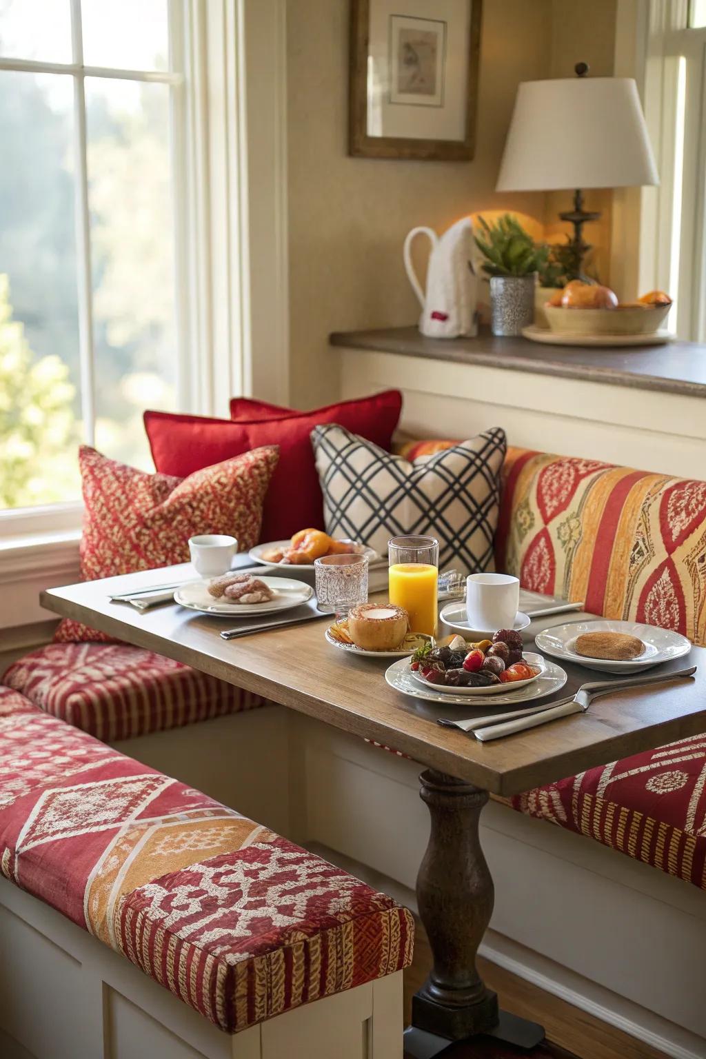 Bold prints can energize your breakfast nook and add interest.