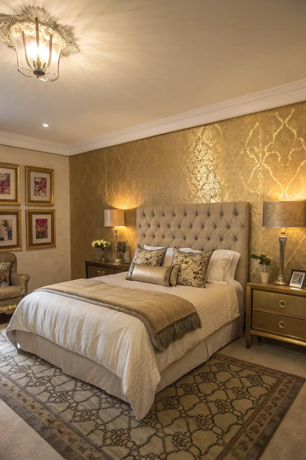A gilded focus wall introduces glamour and sophistication.