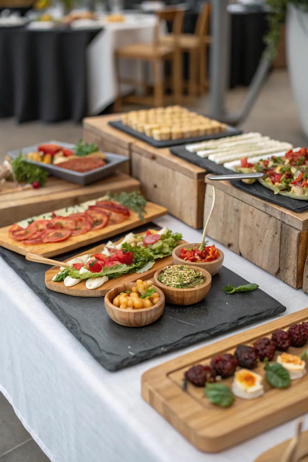 Original serving pieces introduce a unique touch to your buffet.