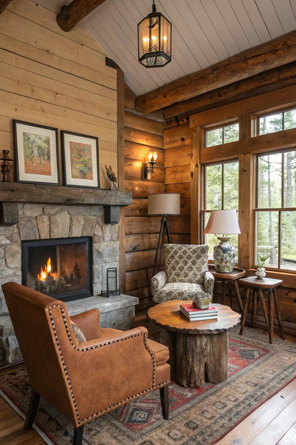 Antique finds that add character and history to the cabin interior.