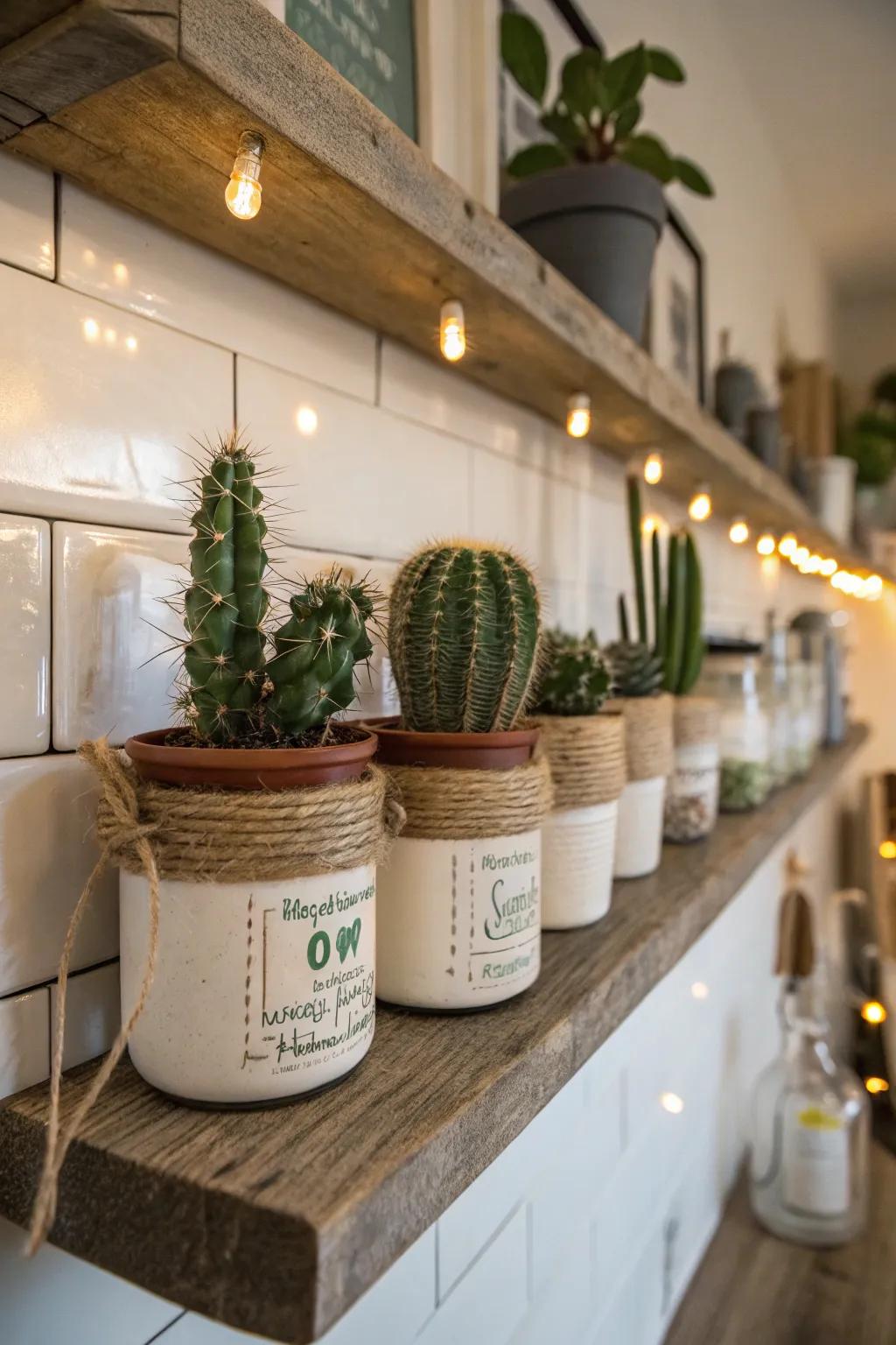 Reused mason jars add a homey, nostalgic feel to your décor.