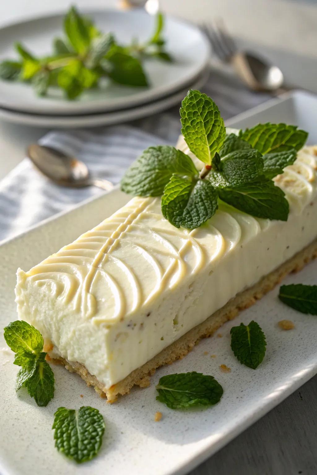 Mint leaves bring a cool color and taste.