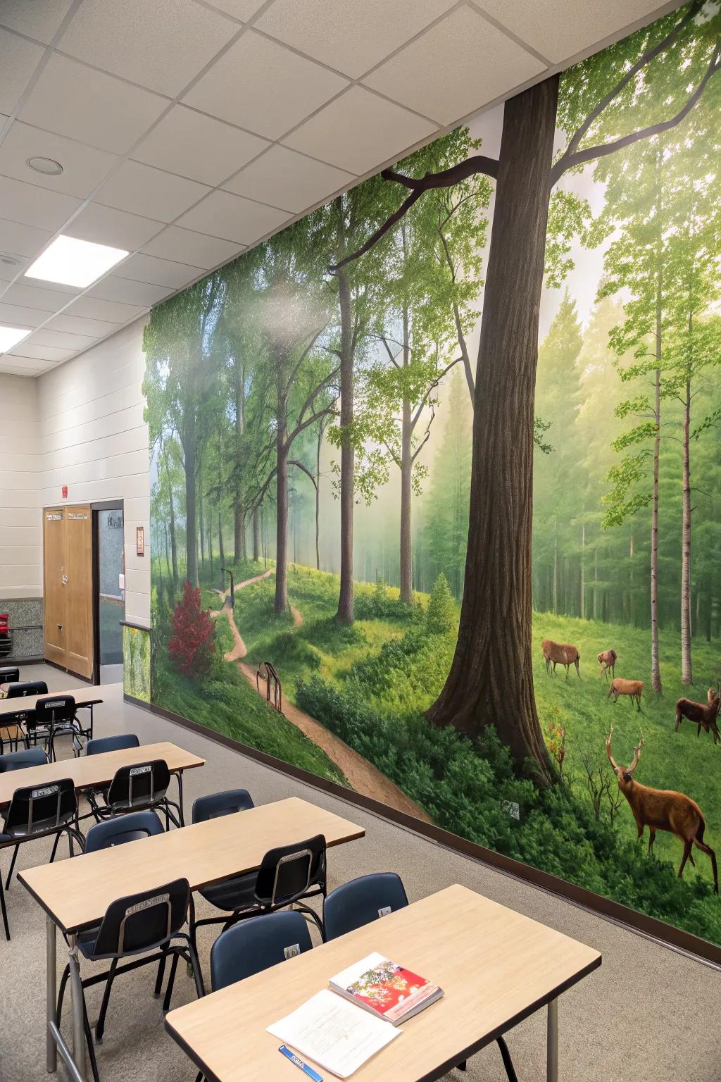 A natural vista wall extends a calming visual departure.