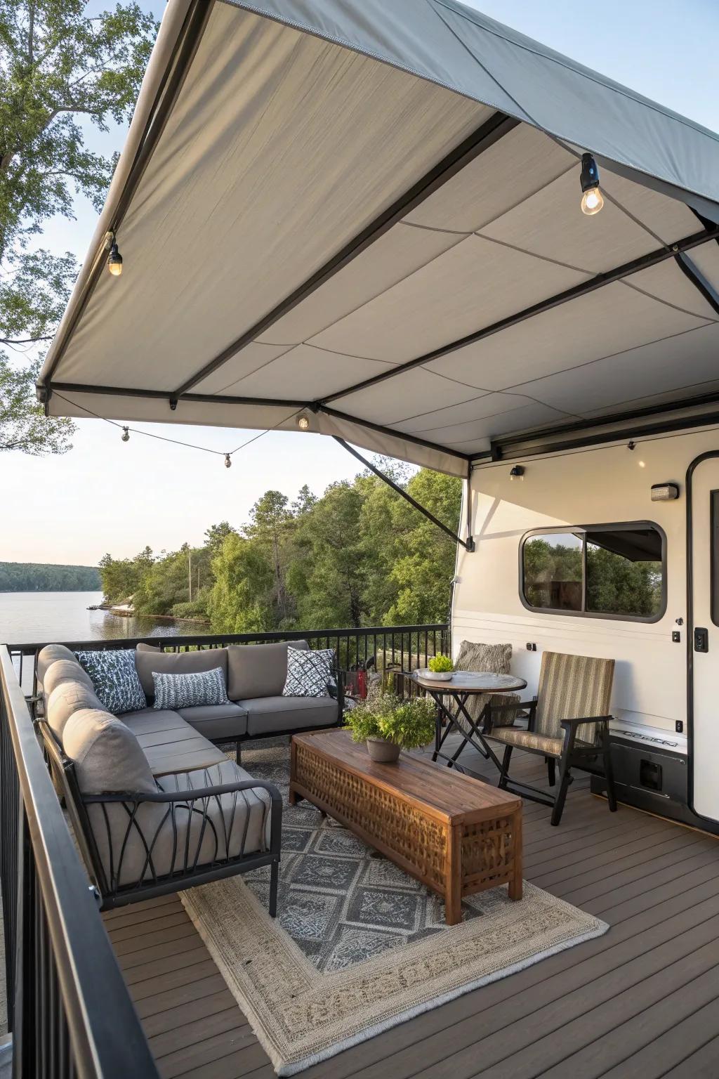 Stay cool and stylish with a shaded deck area.