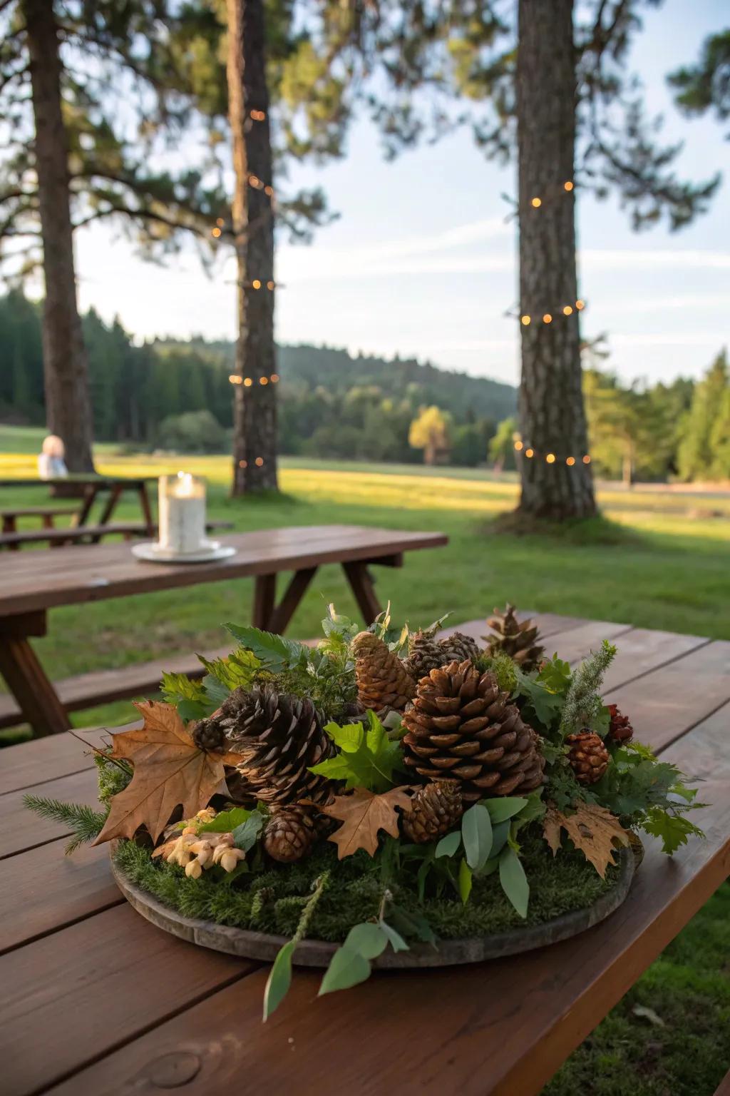 Craft stunning table art using natural elements from the environment.